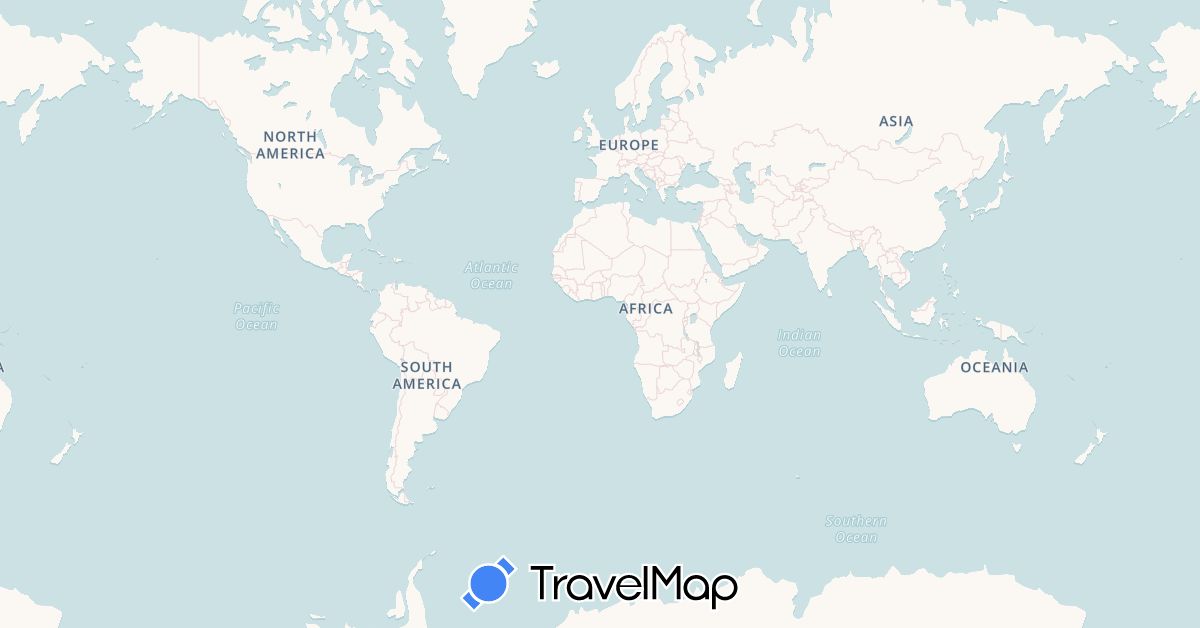 TravelMap itinerary: driving, plane in Netherlands Antilles, United States (North America)